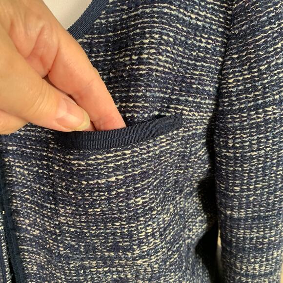 Banana Republic Sz 14 Italian Fabric Tweed Blazer Jacket Blue Work Preppy - Picture 4 of 11